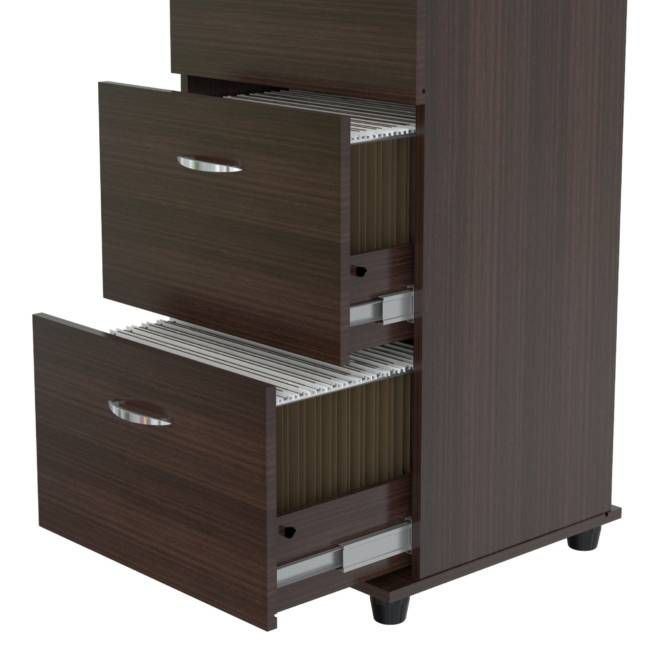 Wood Three Drawer Filing Cabinet - Espresso