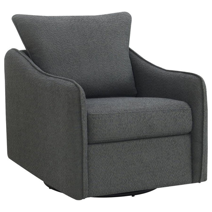 Madia - Upholstered Sloped Arm Swivel Glider Chair - Charcoal