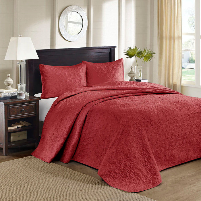 Quebec - King Reversible Bedspread Set - Red