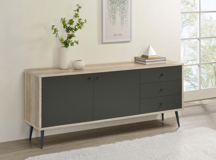 Maeve - 2-Door Engineered Wood Accent Cabinet - Gray And Antique Pine - Simple Home Plus