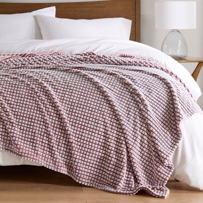 Carved Plush - Blanket - Red