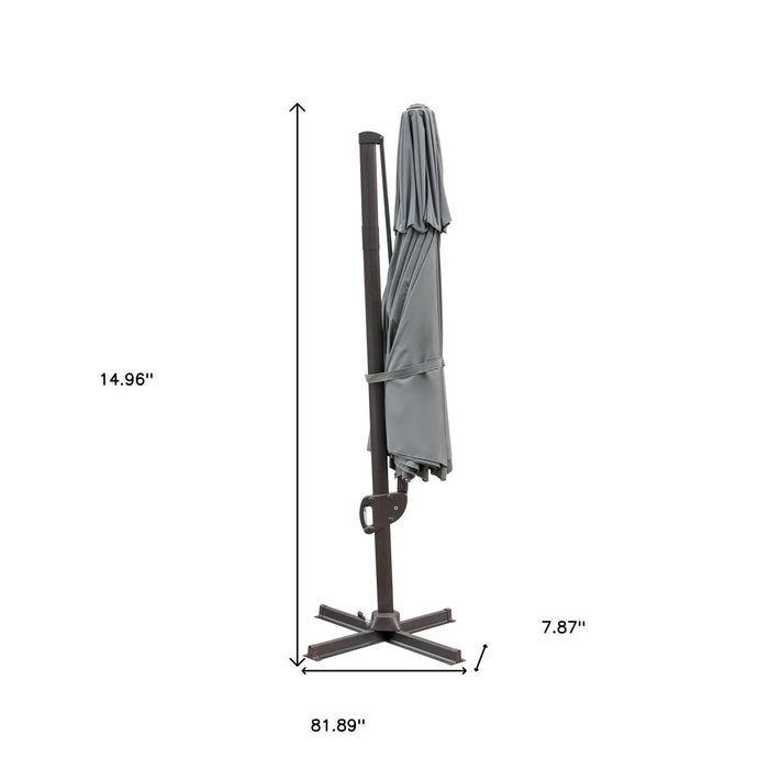 Polyester Round Tilt Cantilever, Patio Umbrella With Stand - Dark Gray