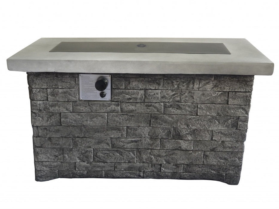 Rectangular Brick Gas Fire Pit With Lava Rocks - Gray