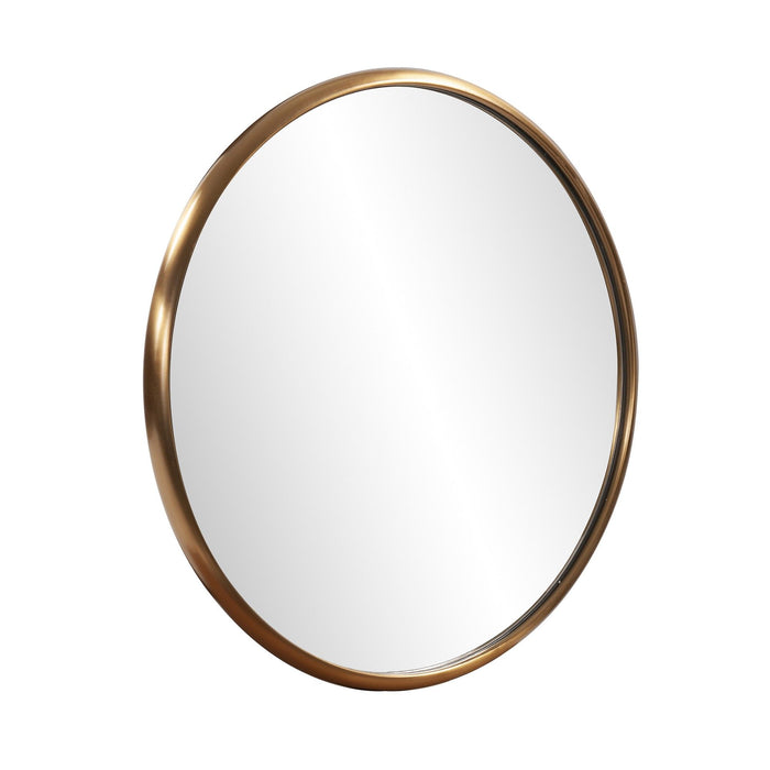 20" Round Metal Framed Accent Mirror - Antiqued Brass