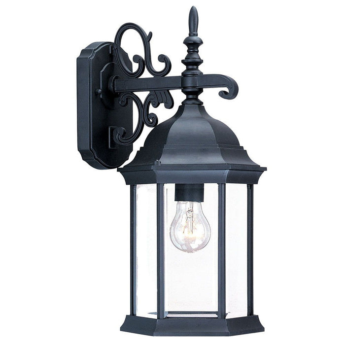 Narrow Domed Hanging Glass Lantern Wall Light - Matte Black