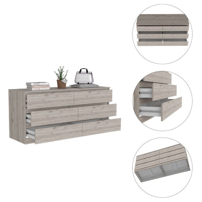 Four Drawer Double Dresser - Light Gray