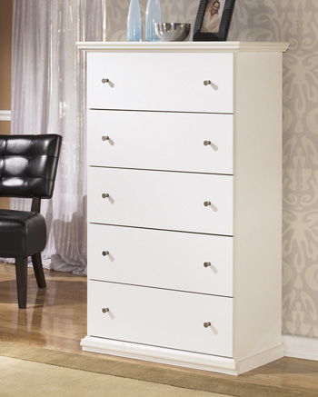 Bostwick - White - Five Drawer Chest - Simple Home Plus