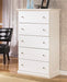 Bostwick - White - Five Drawer Chest - Simple Home Plus