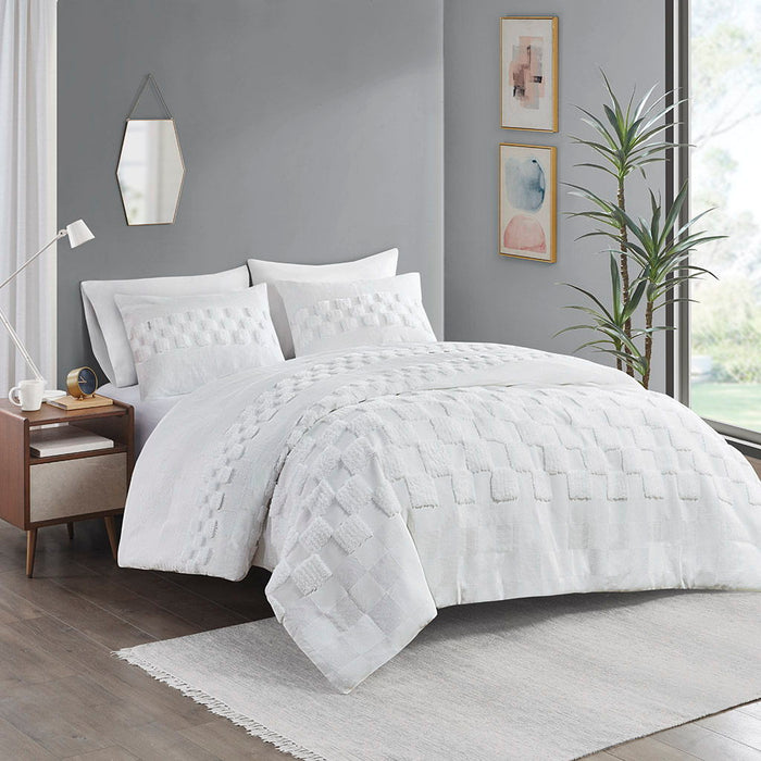 Bennett - 3 Piece Full Chenille Duvet Cover Set - Off-White