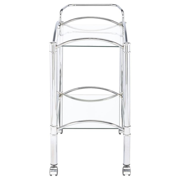 Shadix - 2-Tier Serving Cart With Glass Top - Chrome And Clear - Simple Home Plus