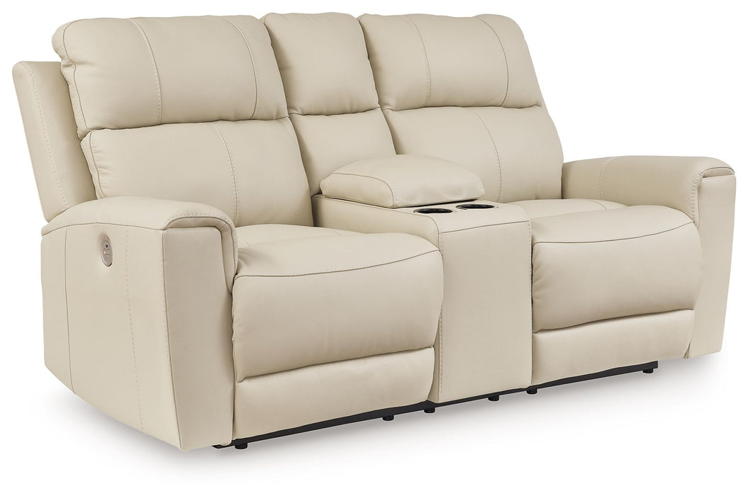 Dahlmoore - Almond - Dbl Power Reclining Loveseat With Console