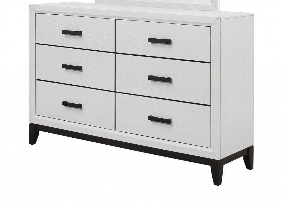 6 Drawer Double Wooden Dresser - White