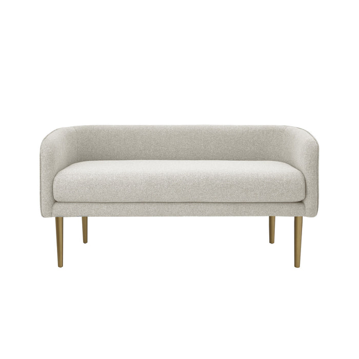 Upholstered Linen Bench - Brown / Cream