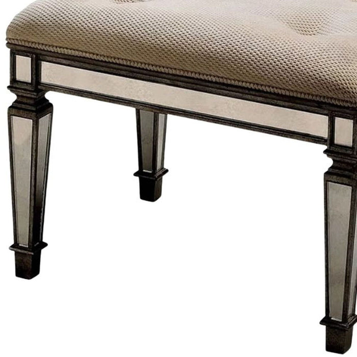 Upholstered Cotton Bedroom Bench - Chocolate / Ivory