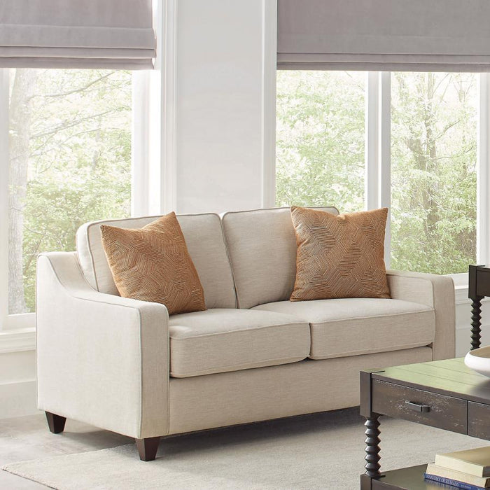 Christine - Upholstered Cushion Back Loveseat - Beige - Simple Home Plus