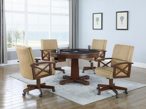 Marietta - 5 Piece Game Table Set - Tobacco And Tan - Simple Home Plus