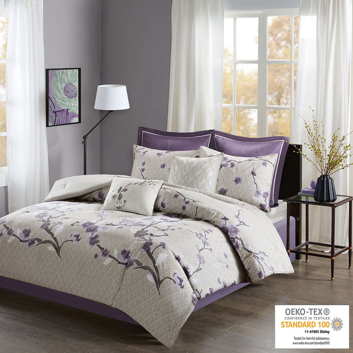 Holly - California King 8 Piece Comforter Set - Purple