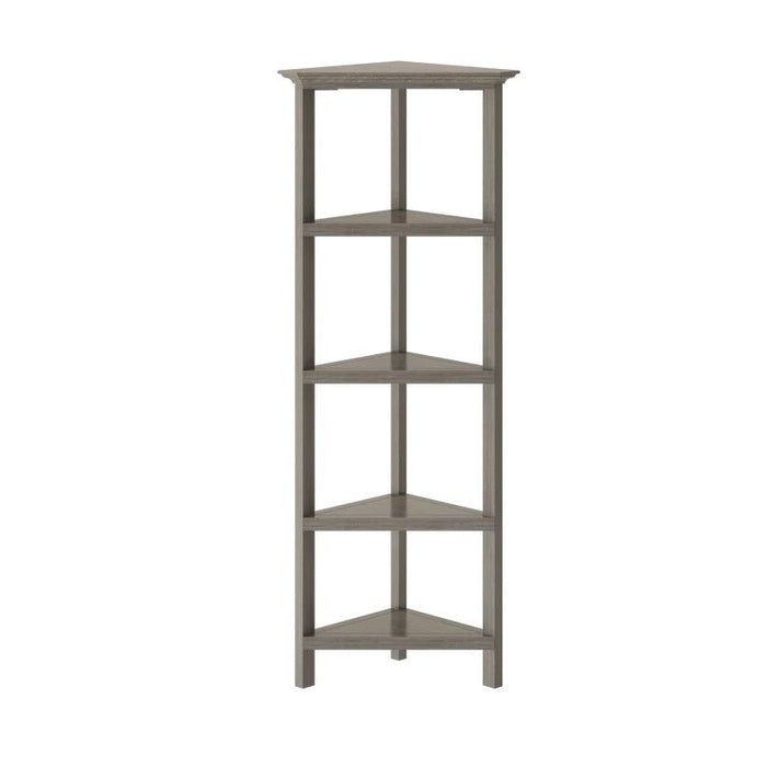 Solid Wood Corner Bookcase - Washed Gray