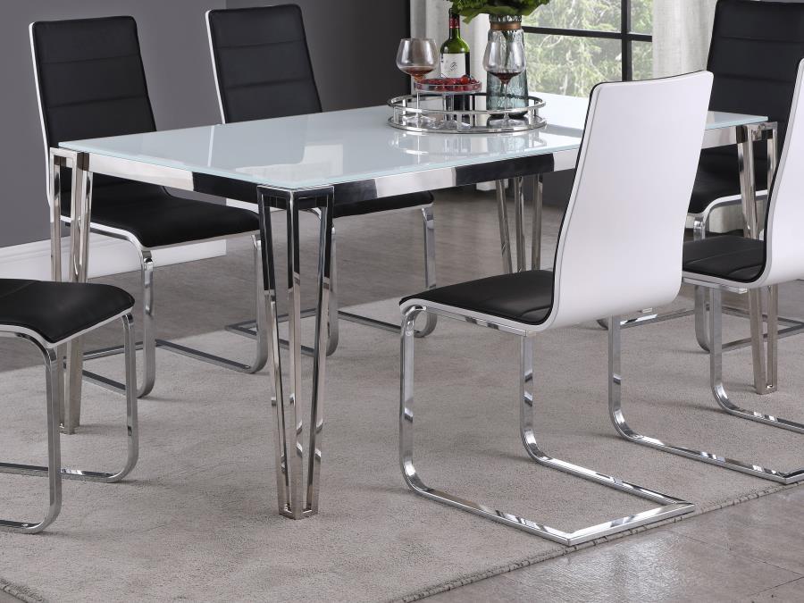 Pauline - Rectangular Dining Table With Metal Leg - White And Chrome - Simple Home Plus