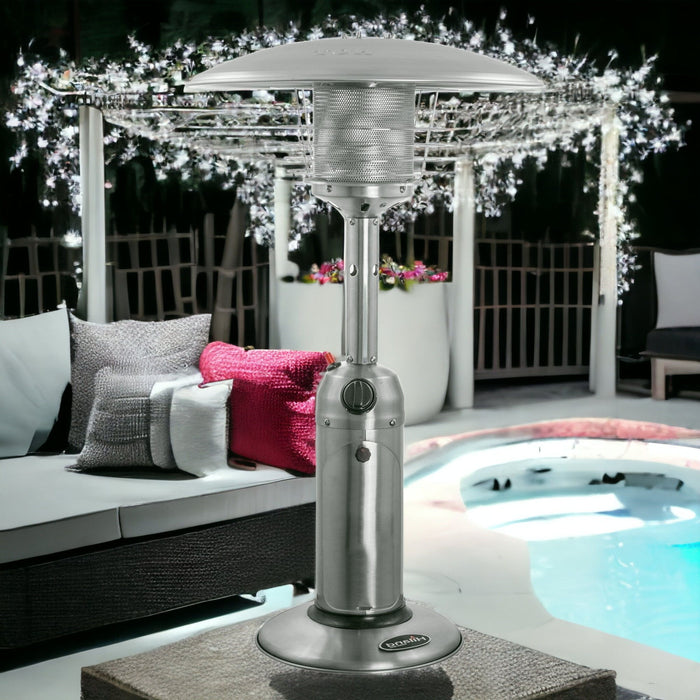 11000 Btu Steel Propane Cylindrical Pole Tabletop Patio Heater - Silver