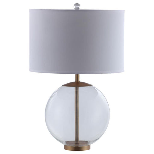 Kenny - Drum Shade Table Lamp With Glass Base - White - Simple Home Plus