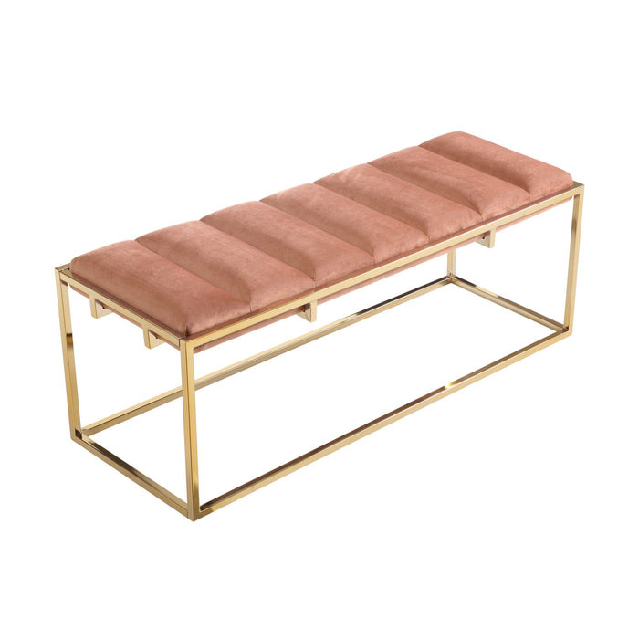 Upholstered Velvet Bench - Gold / Blush