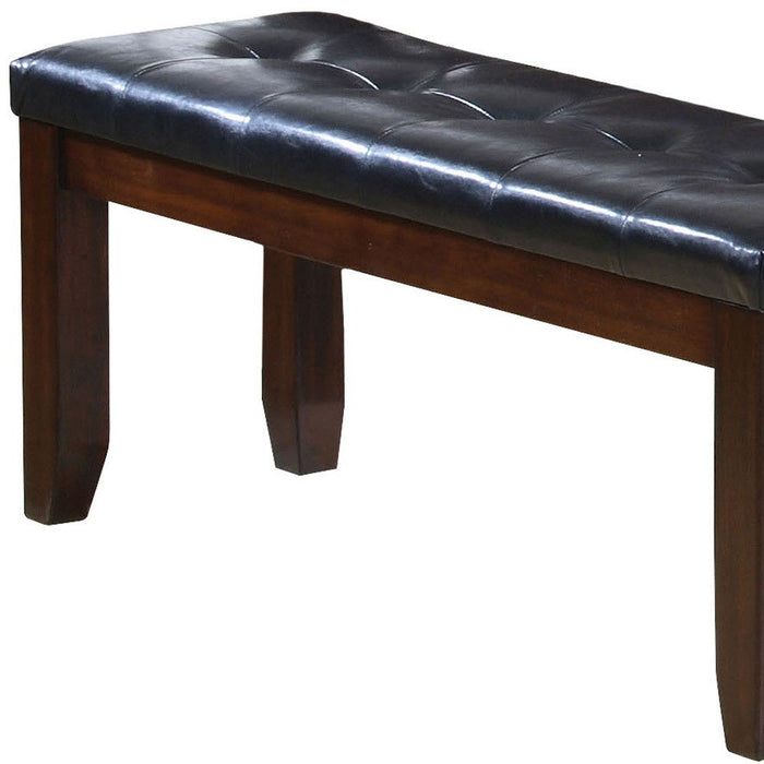 Upholstered Faux Leather Bench - Black / Espresso