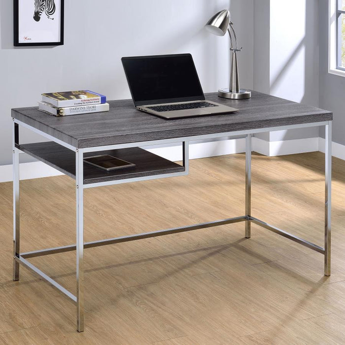 Kravitz - Rectangular Writing Desk - Weathered Gray And Chrome - Simple Home Plus