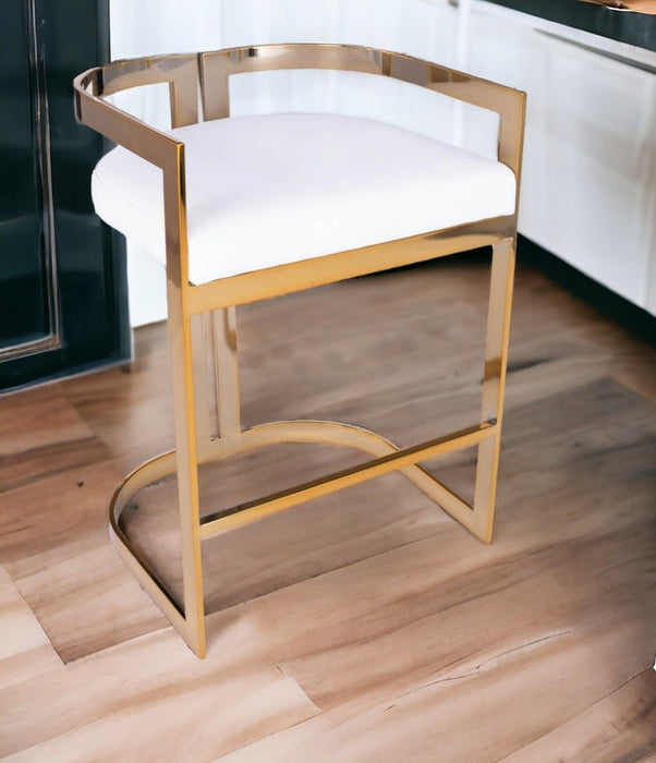 Iron Low Back Counter Height Bar Chair - White / Gold