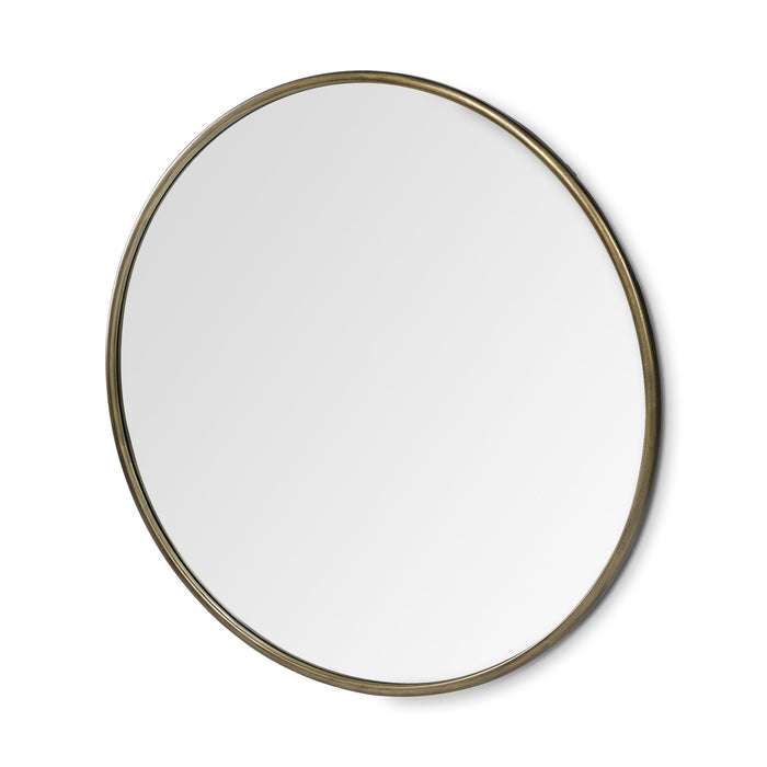 47" Round Metal Frame Wall Mirror - Gold