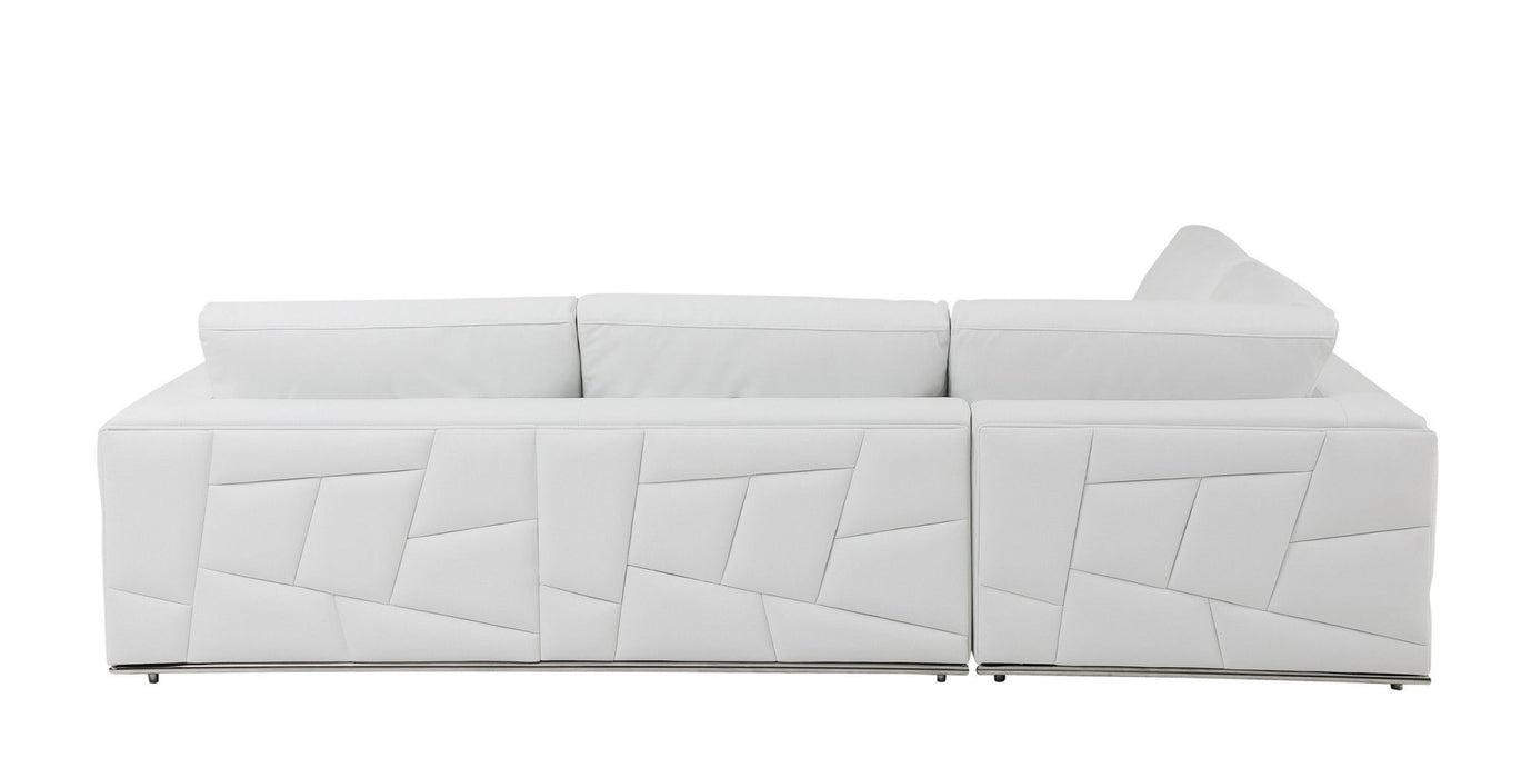 Italian Leather Reclining L Shaped, Two Piece Corner Sectional - White