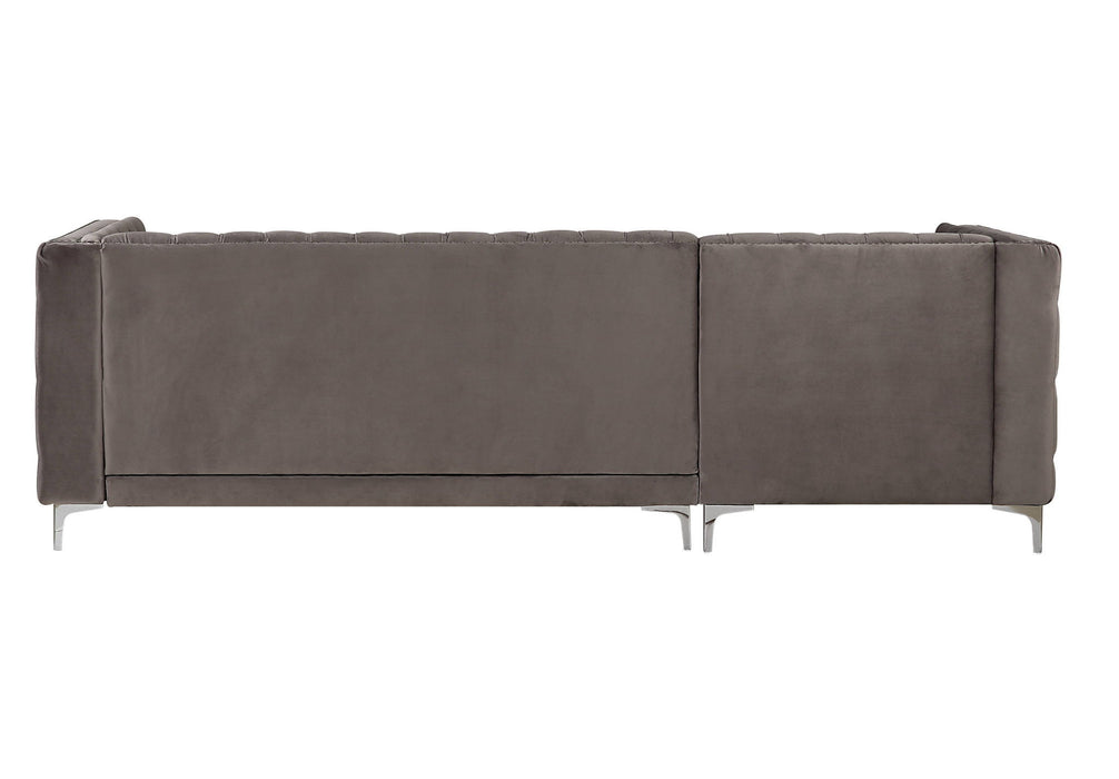 Velvet L Shaped Two Piece Sofa And Chaise Sectional - Gray