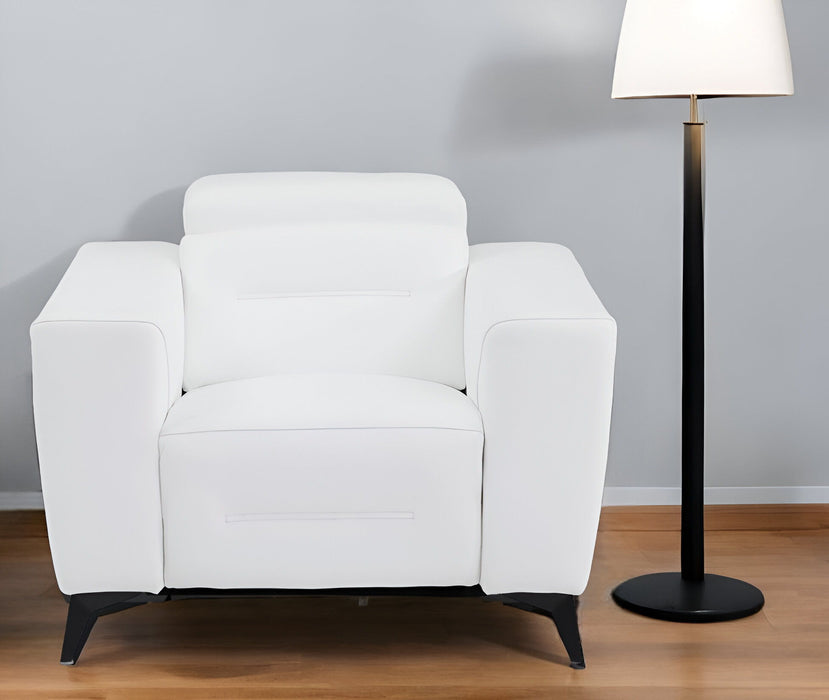 Italian Leather Power Recliner Chair - White