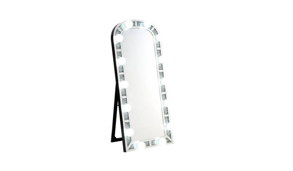 63" Faux Diamonds Cheval Standing Mirror - Mirrored