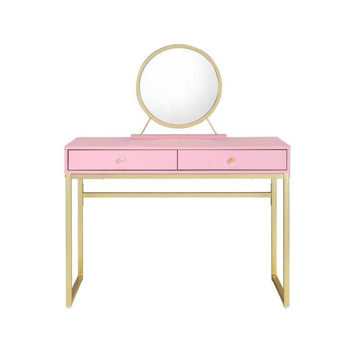 Mirrored Two Drawer Dresser - Pink