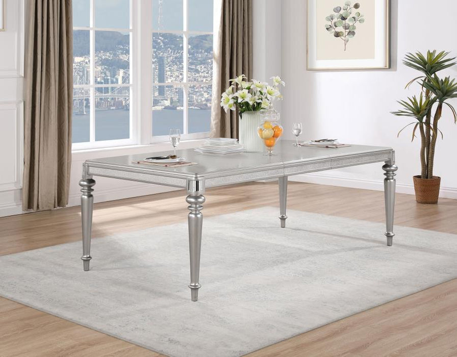 Bling Game - Rectangular Dining Table With Leaf - Metallic Platinum - Simple Home Plus