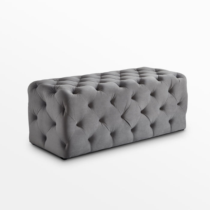 Upholstered Velvet Bench - Black / Gray