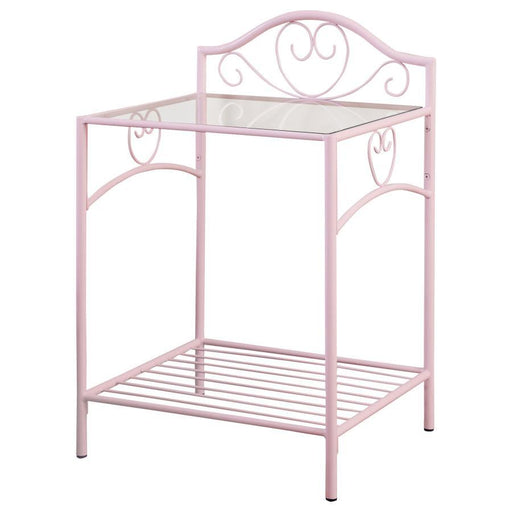 Massi - 1-Shelf Nightstand With Glass Top - Powder Pink - Simple Home Plus