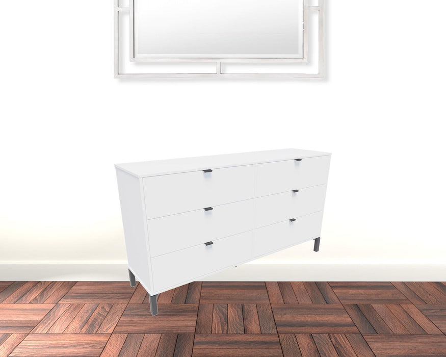 Six Drawer Double Dresser - White / Black