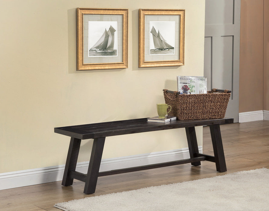 Distressed Wood Dining Bench - Gray / Dark Brown