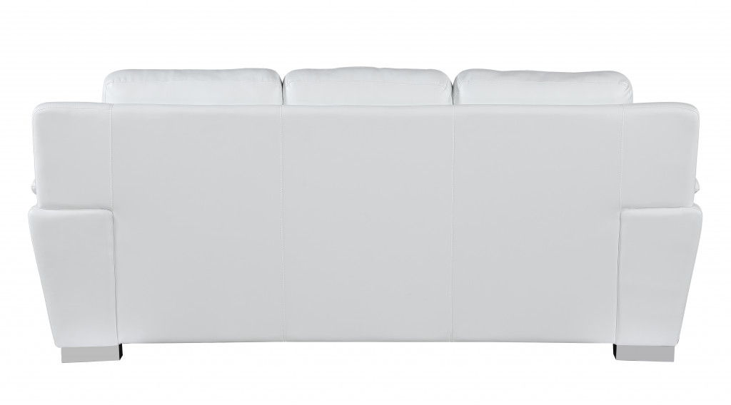 Leather Sofa - White / Silver