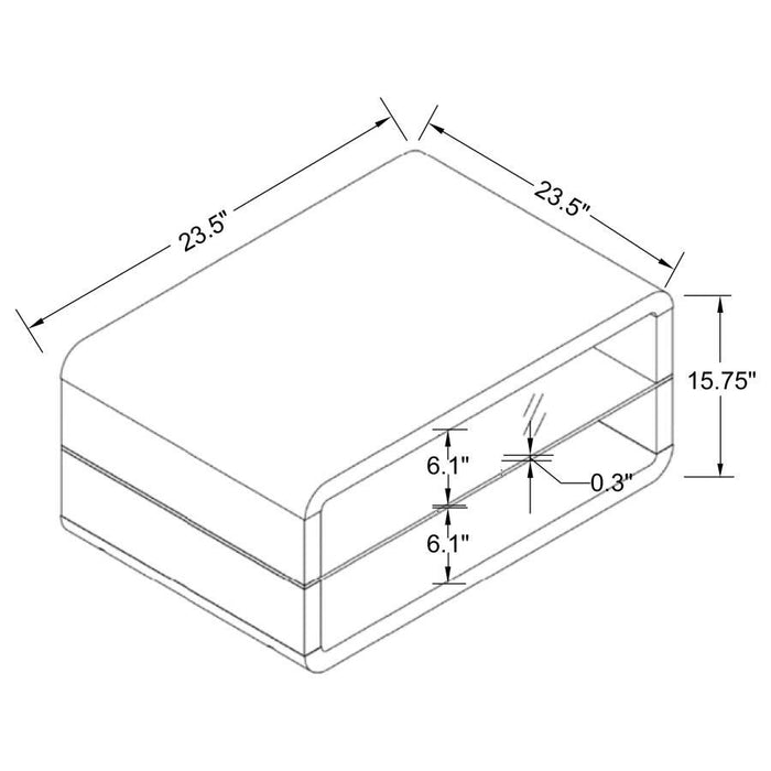 Elana - Square 2-Shelf End Table - Glossy White - Simple Home Plus