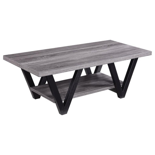 Stevens - V-Shaped Coffee Table - Black And Antique Gray - Simple Home Plus