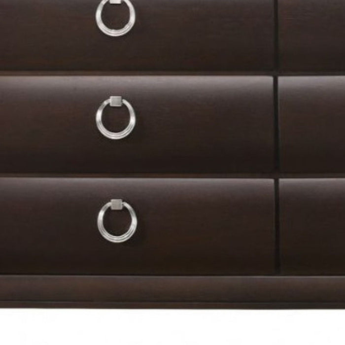 Solid Wood Six Drawer Double Dresser - Merlot