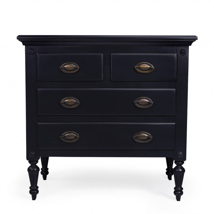 Solid Wood Four Drawer Gentlemans Chest - Black