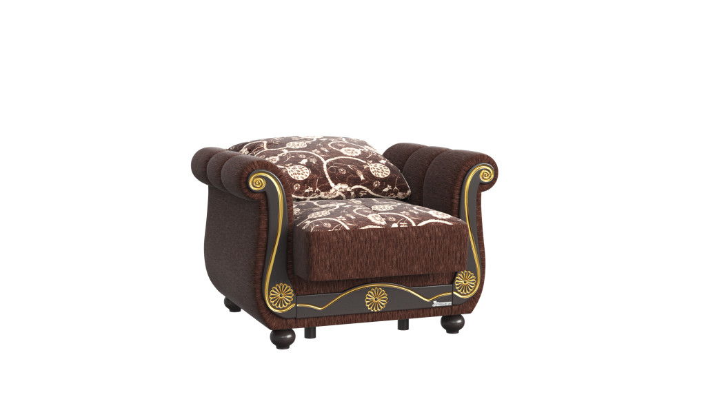 Chenille Paisley Convertible Chair 39" - Brown