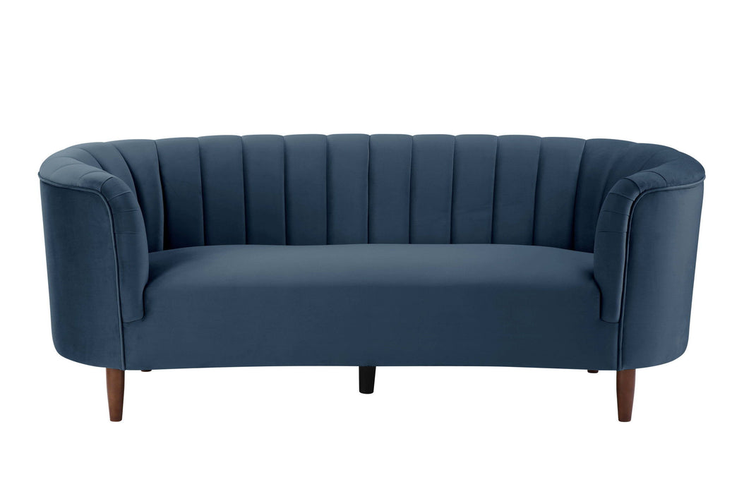 Velvet Sofa With Black Legs - Blue