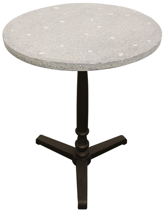 Stone And Iron Round Dining Table - Gray / Black