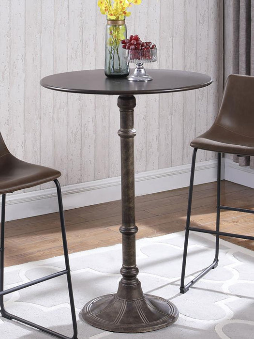 Oswego - Round Bar Table - Dark Russet And Antique Bronze - Simple Home Plus