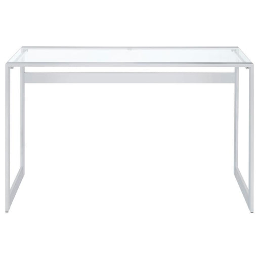 Hartford - Glass Top Writing Desk - Chrome - Simple Home Plus